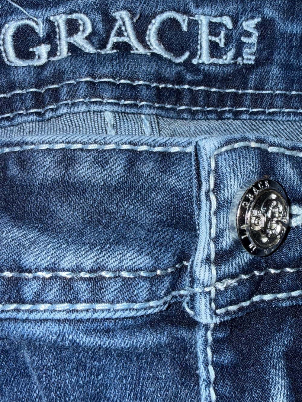 Grace in LA stretch bootcut jeans with embellishments embroidery women’s sz 28 - Picture 12 of 15
